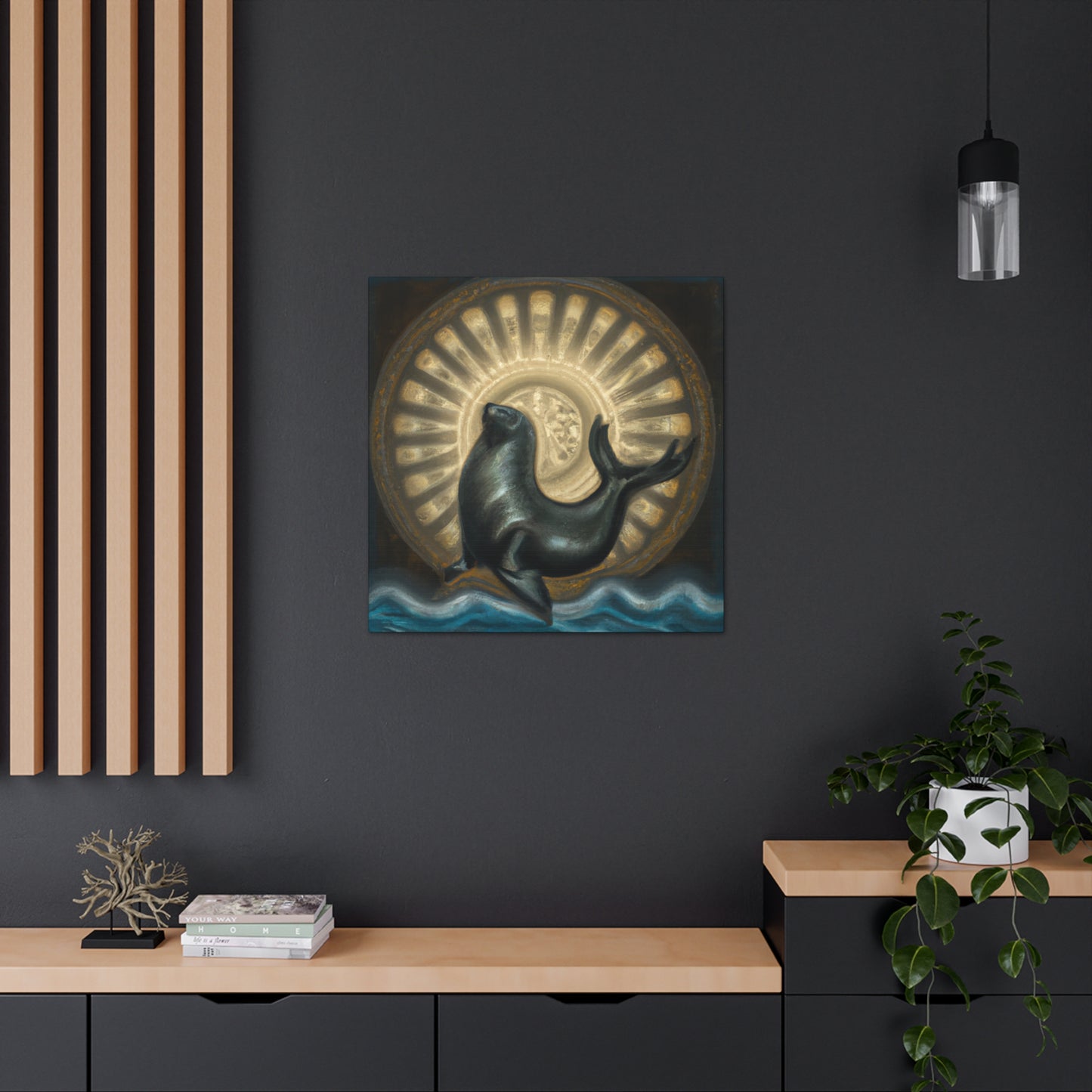 "Seal at Sunrise - Deco" - Canvas