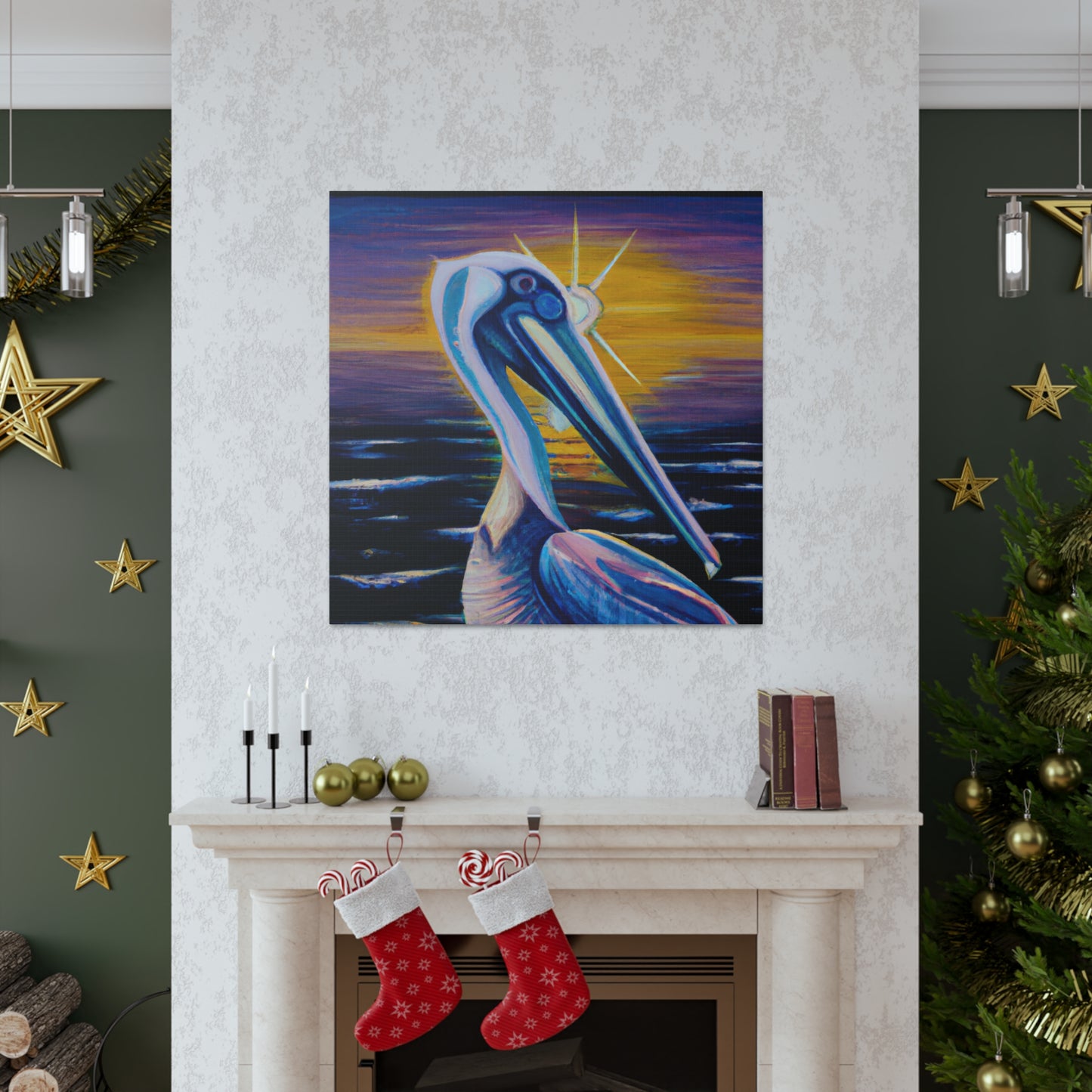 "Pelican in Flight Deko" - Canvas