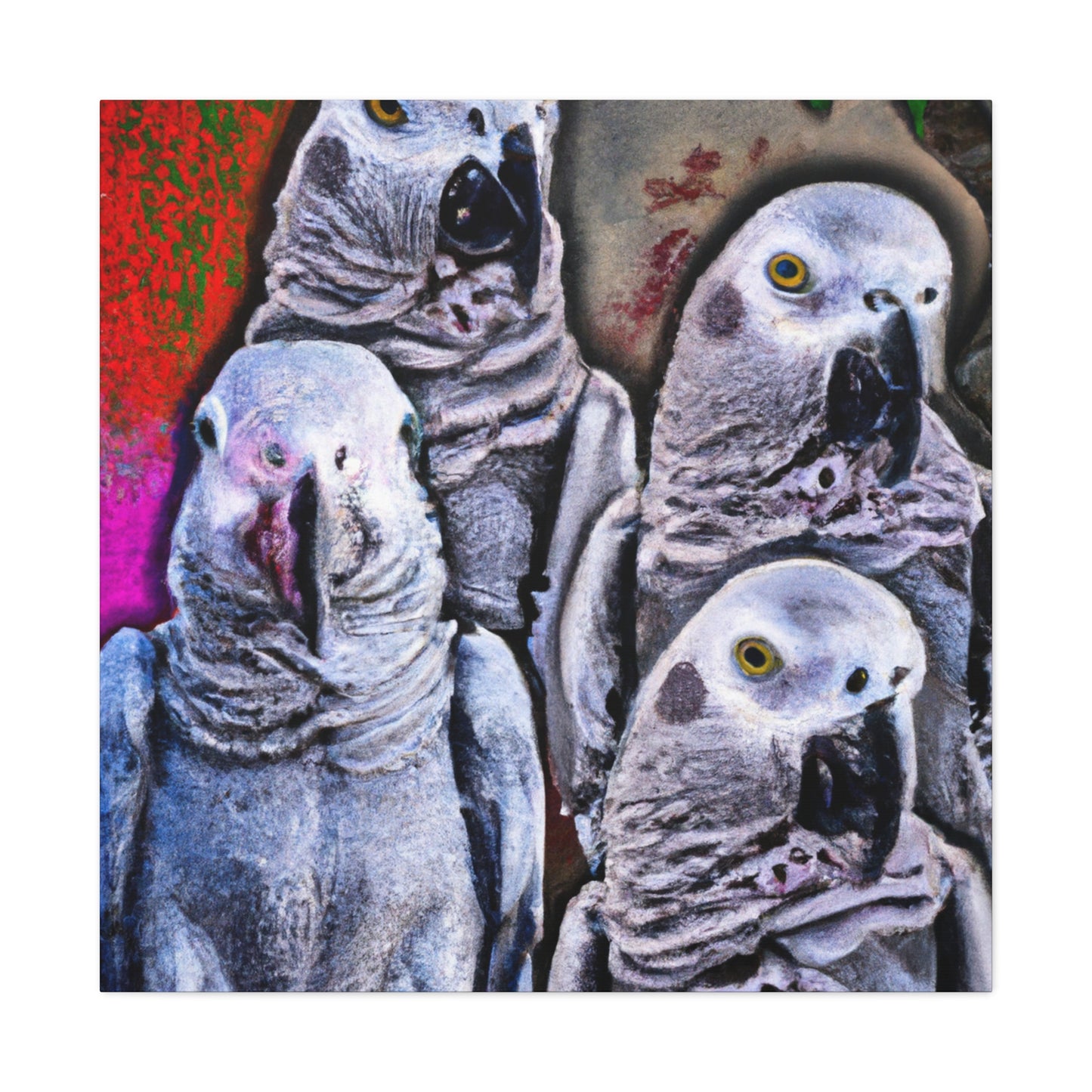 African Greys Sunset - Canvas