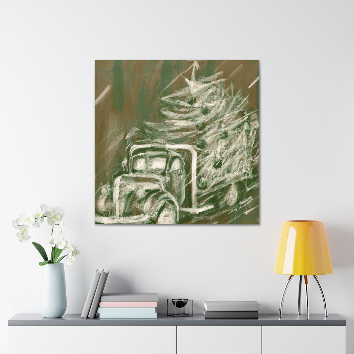 "Christmas Tree Truck Dashing" - Canvas