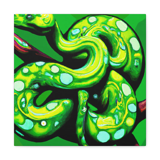 "Green Python Pop Art" - Canvas