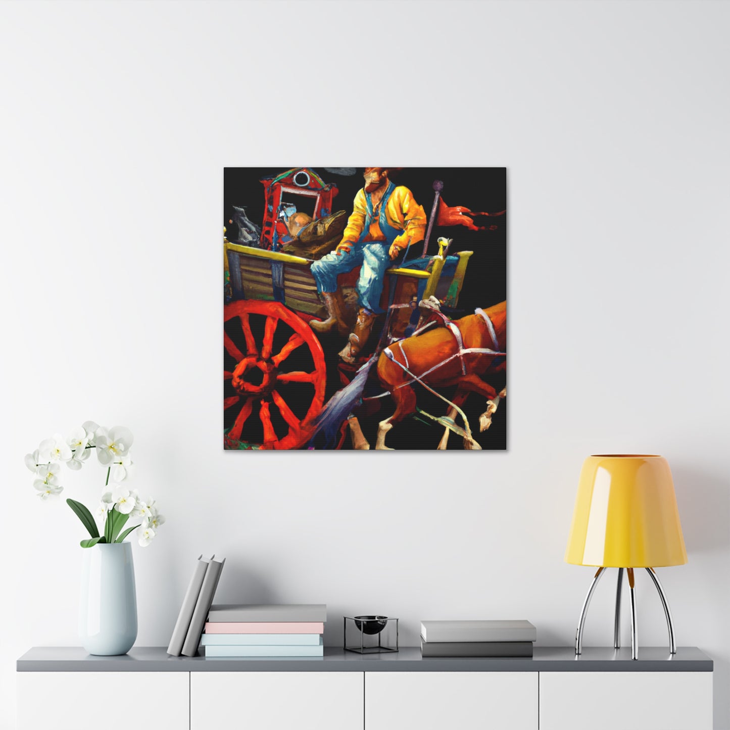 "Wagon Wheels Rolling On" - Canvas