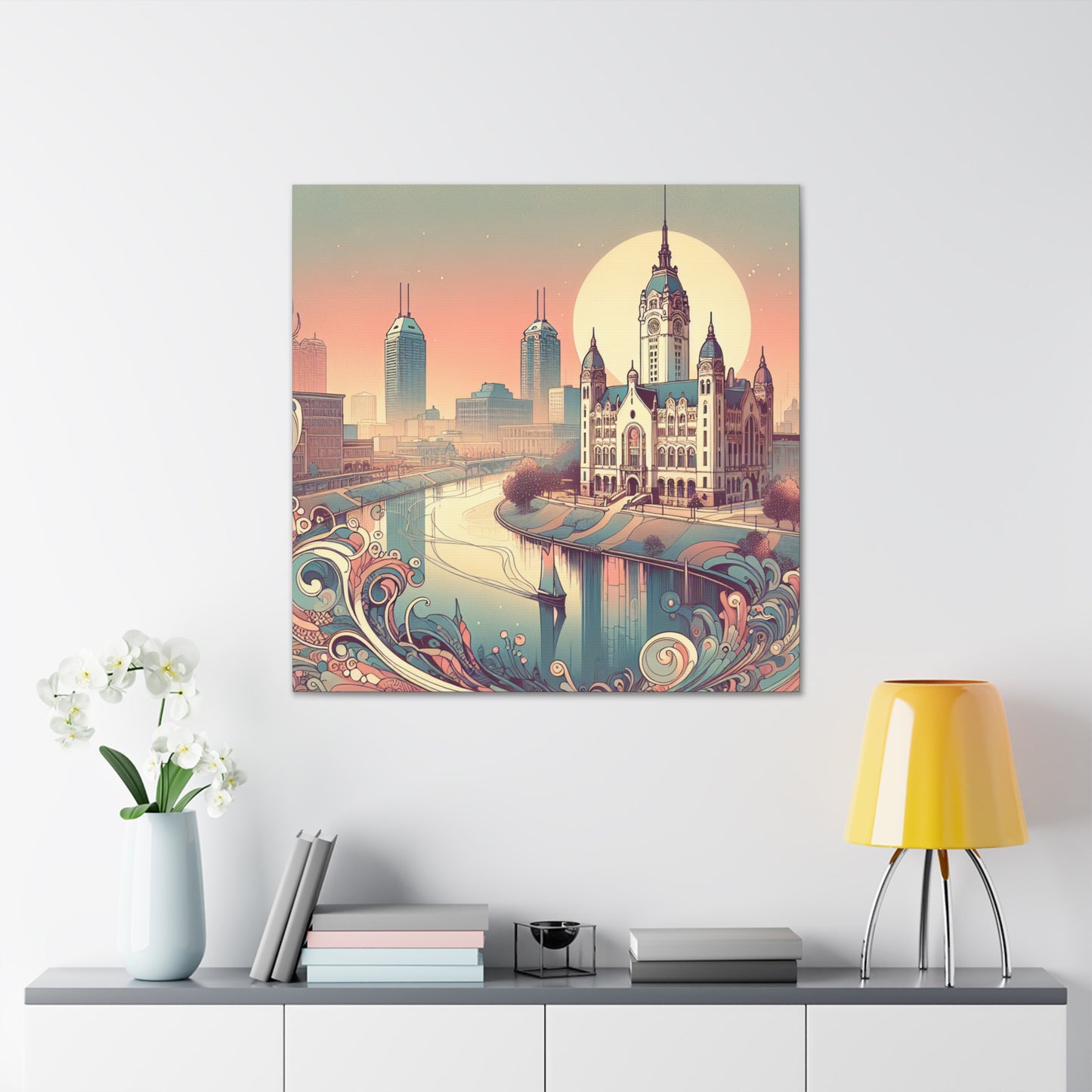 "Cityscape Serenade: Indianapolis" - Canvas