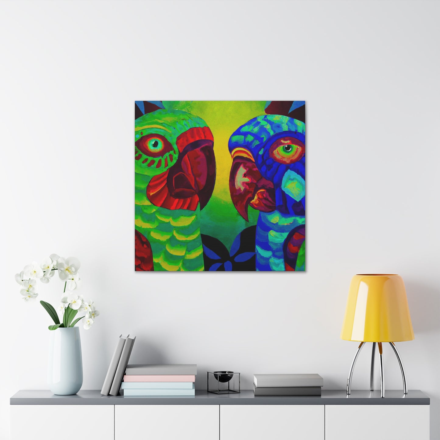 " Amazon Parrots Ablaze" - Canvas