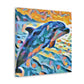 "Dolphin at Sunrise Scene" - Canvas