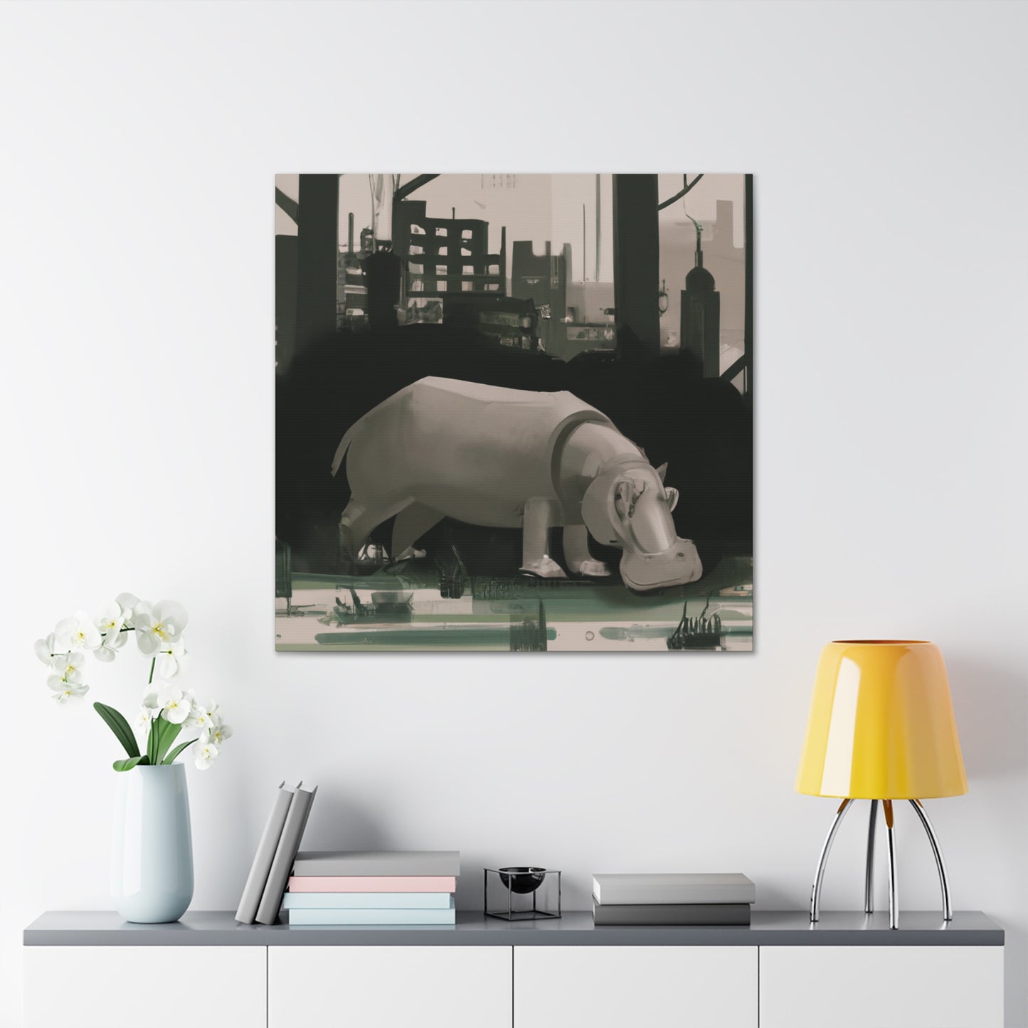 Hippo in Abstract Art - Canvas