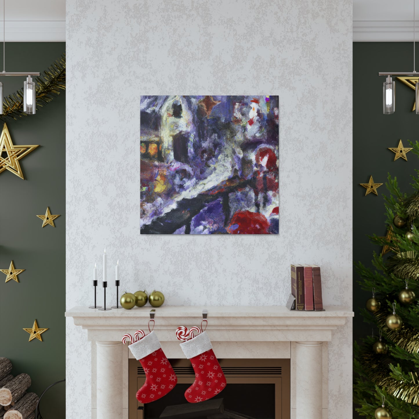 Santa's Workshop Abstraction - Canvas