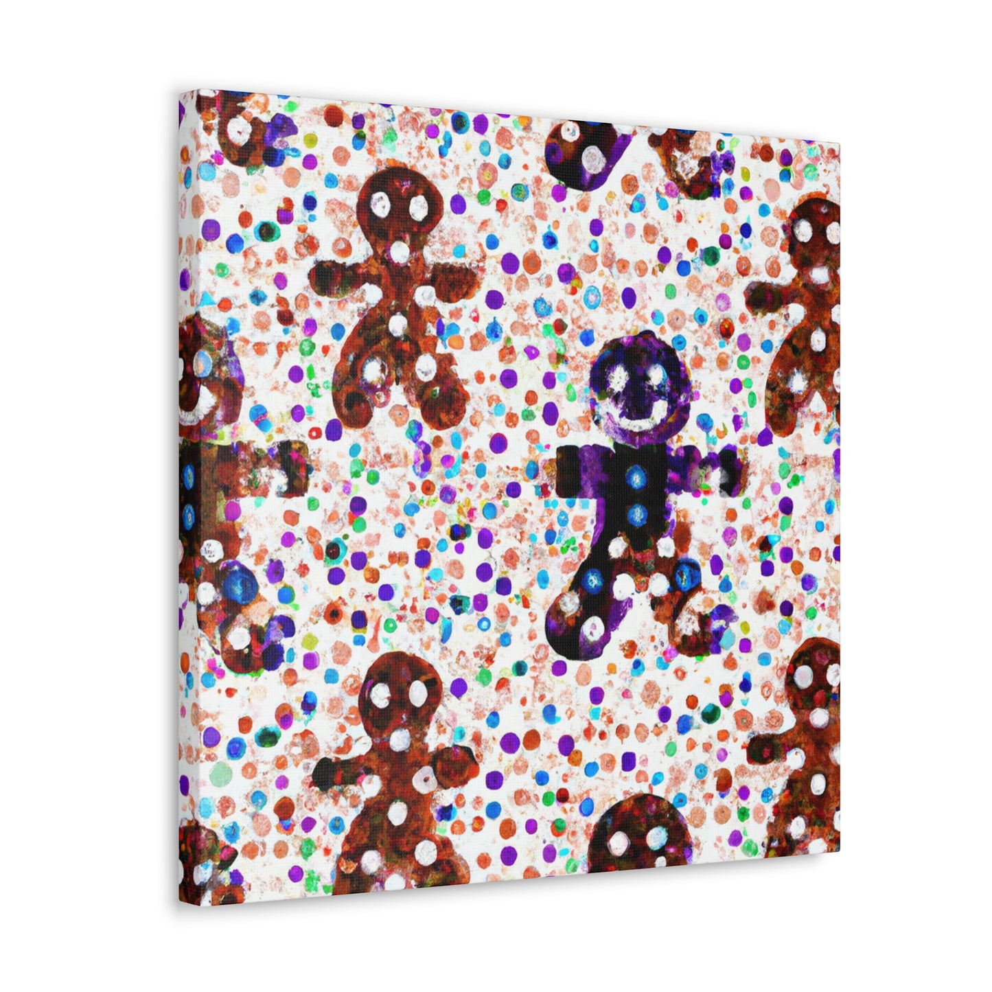 Gingerbread Man Pointillism - Canvas