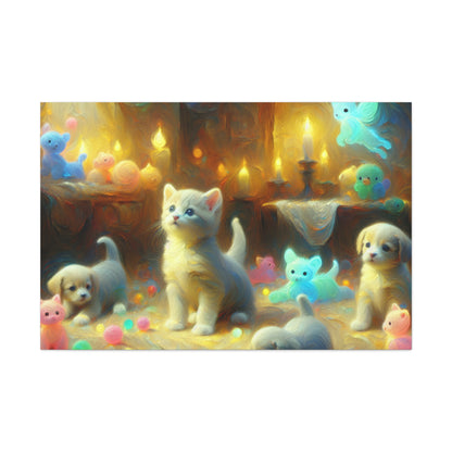 Whimsical Harmony: Puppies & Kittens - Canvas