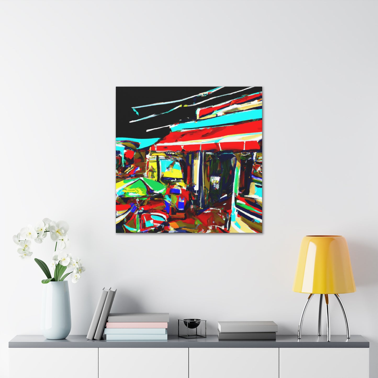 Beach Shops Nightscape - Canvas