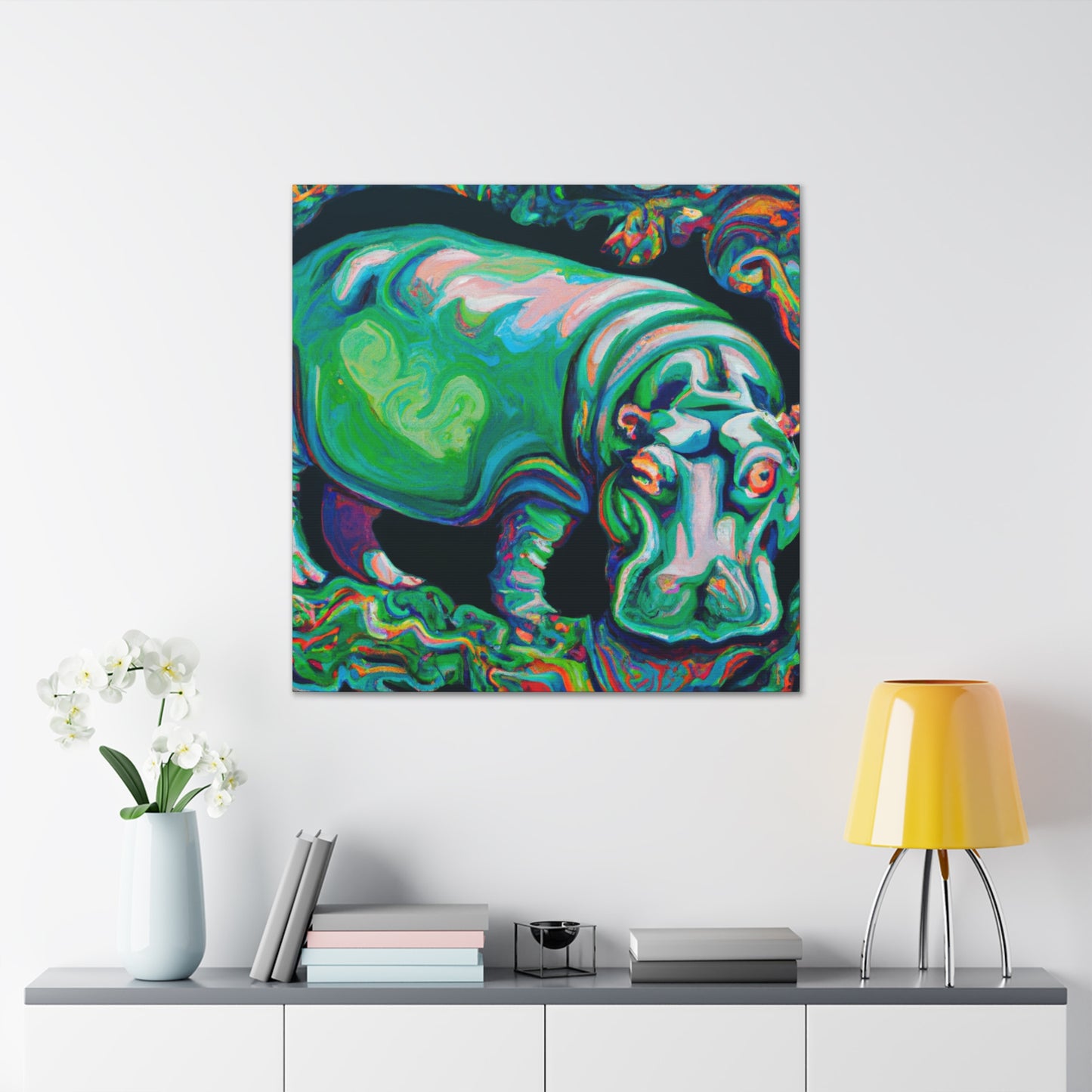 Hippopotamus in Rococo - Canvas