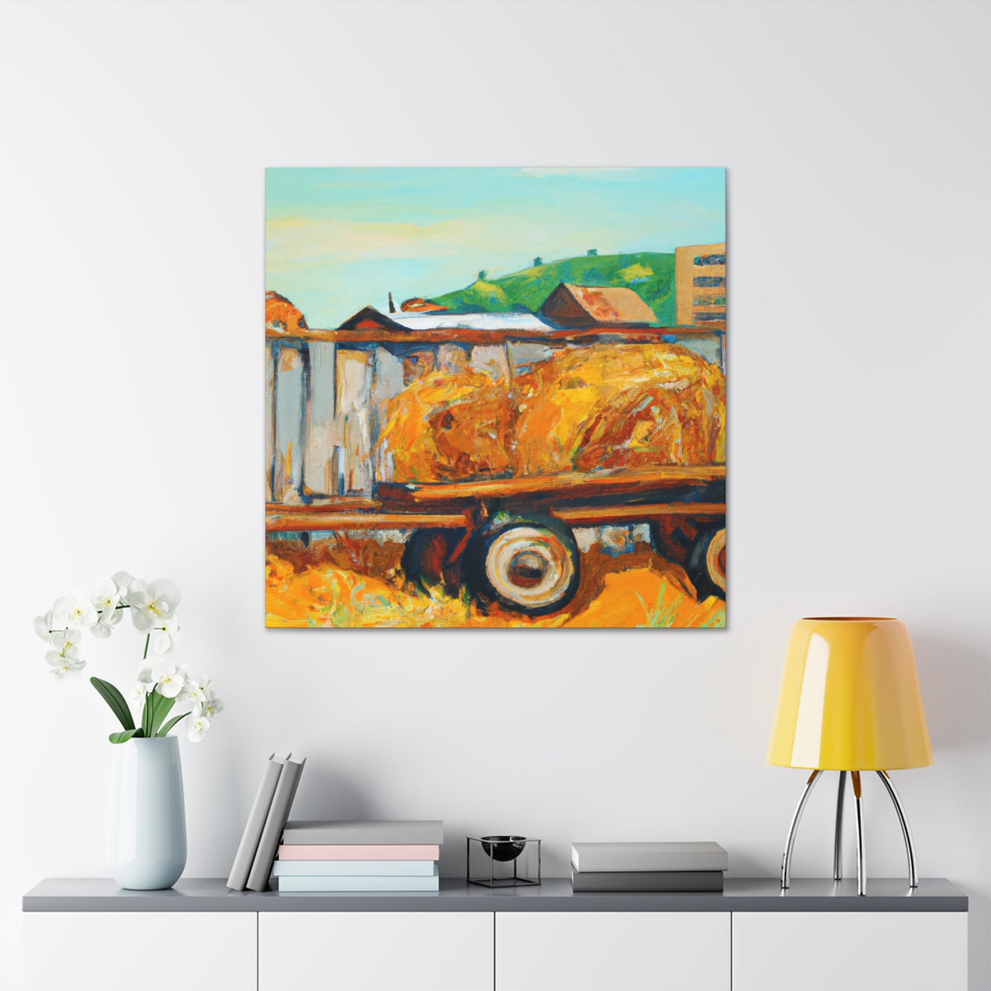 "Hay Wagon Harvest Home" - Canvas