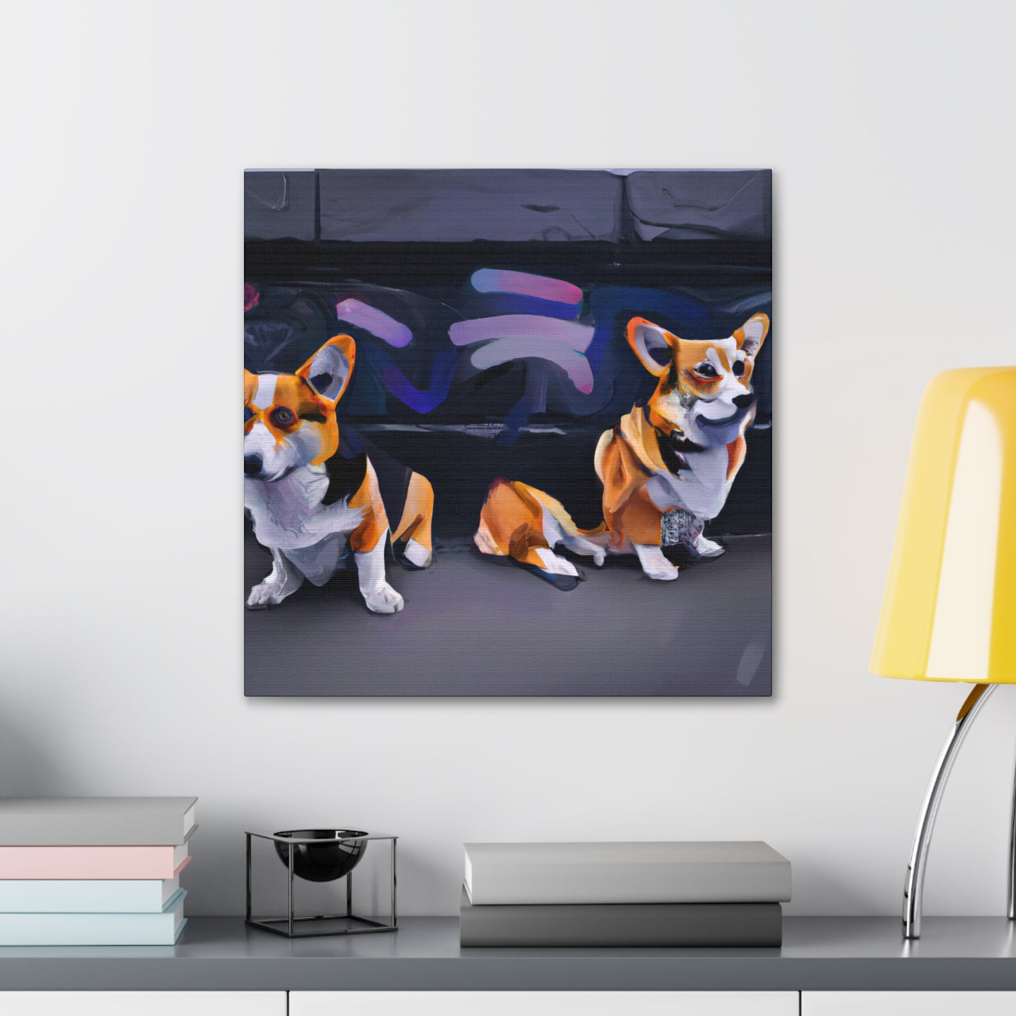 Corgis in Motion. - Canvas