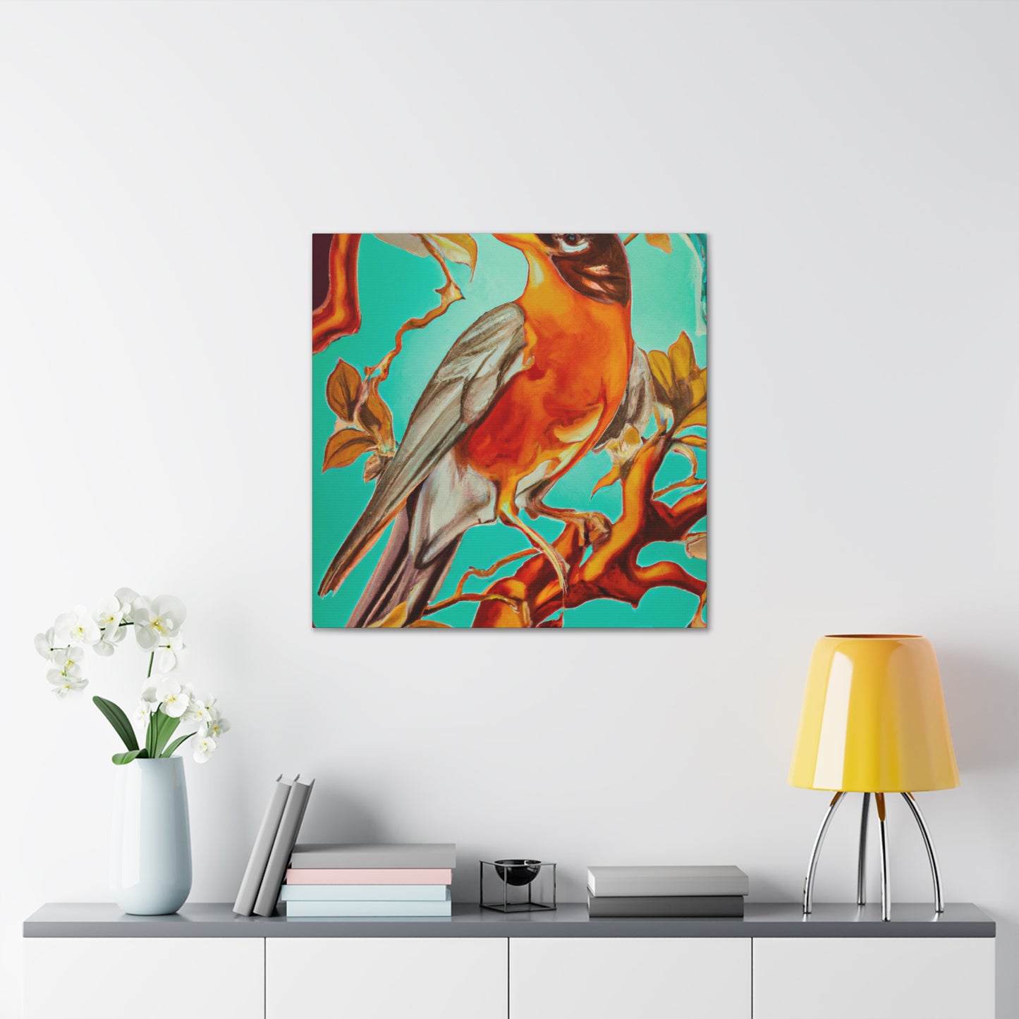 "American Robin's Songbird Symphony" - Canvas