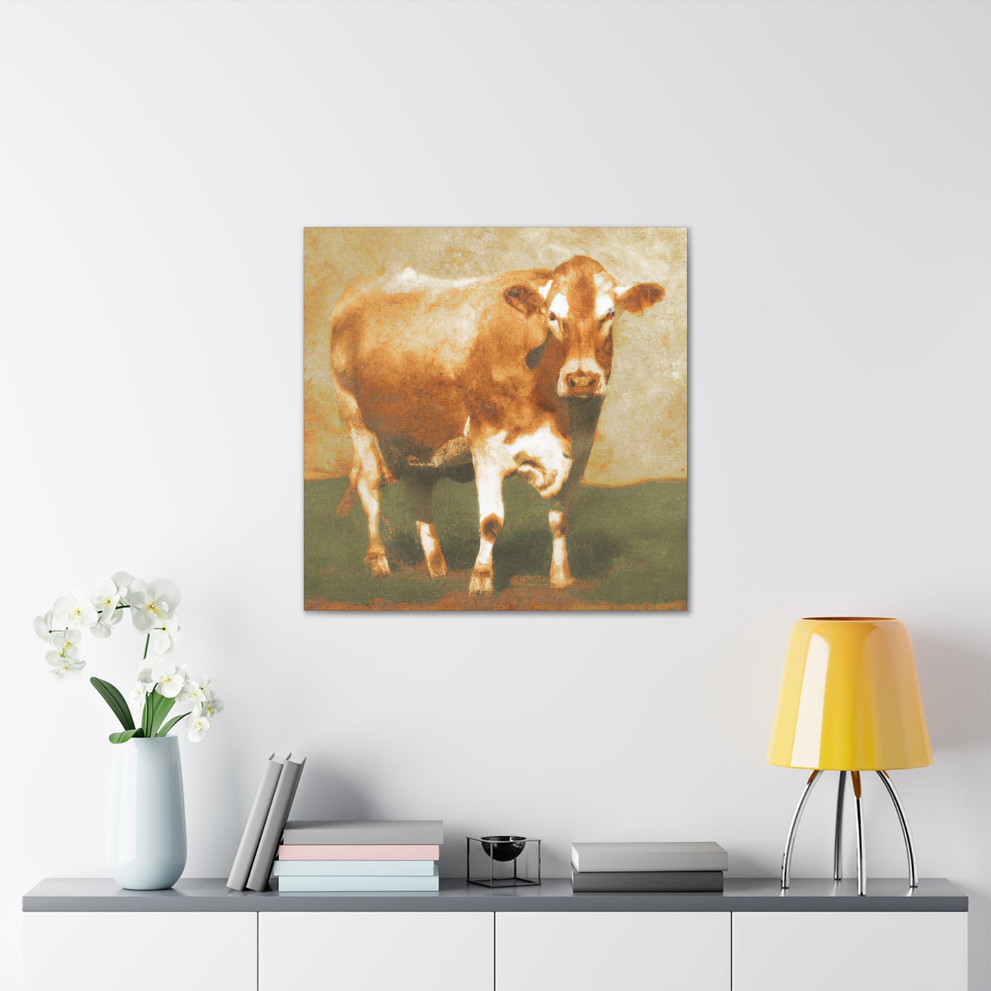 "Jersey Cow Reflection Scene" - Canvas