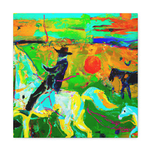 "Horses in Pastures Content" - Canvas