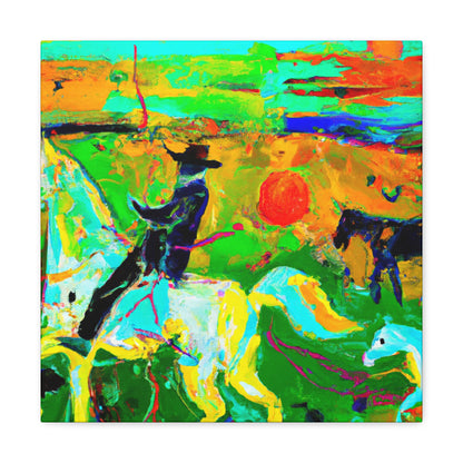 "Horses in Pastures Content" - Canvas