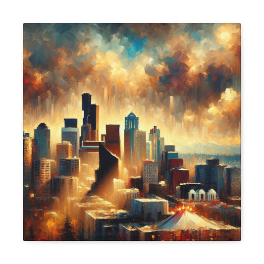 Misty Emerald City Lights - Canvas