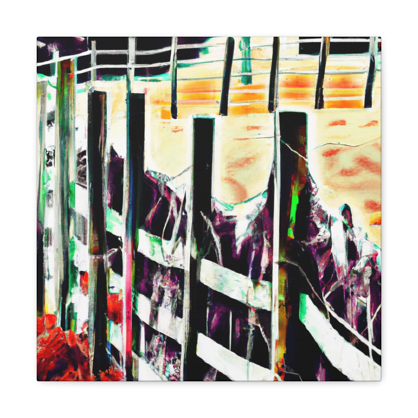 Barnyard Fence Storm - Canvas