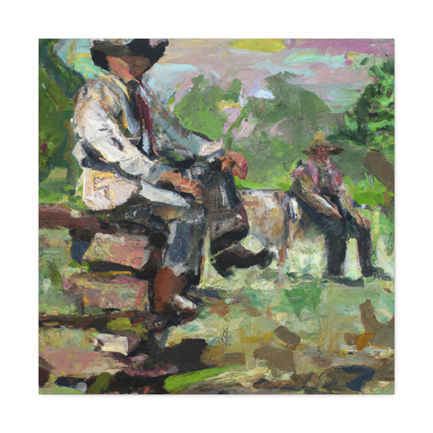 Cowboy At Dusk - Canvas