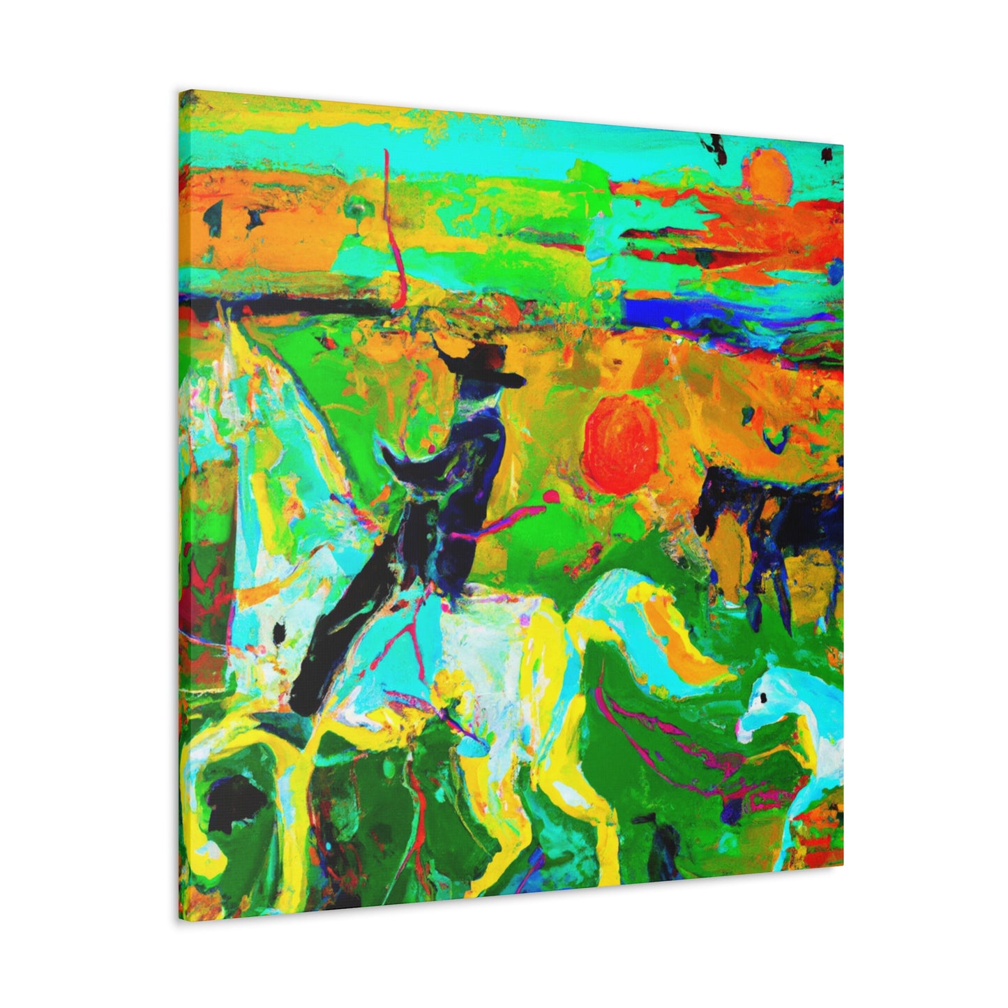 "Horses in Pastures Content" - Canvas