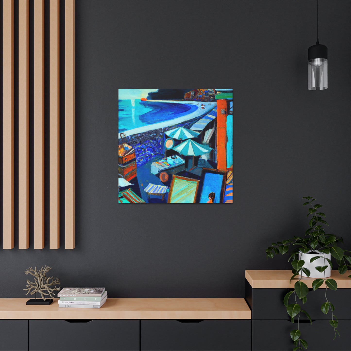 "Shops on Coastal Shores" - Canvas