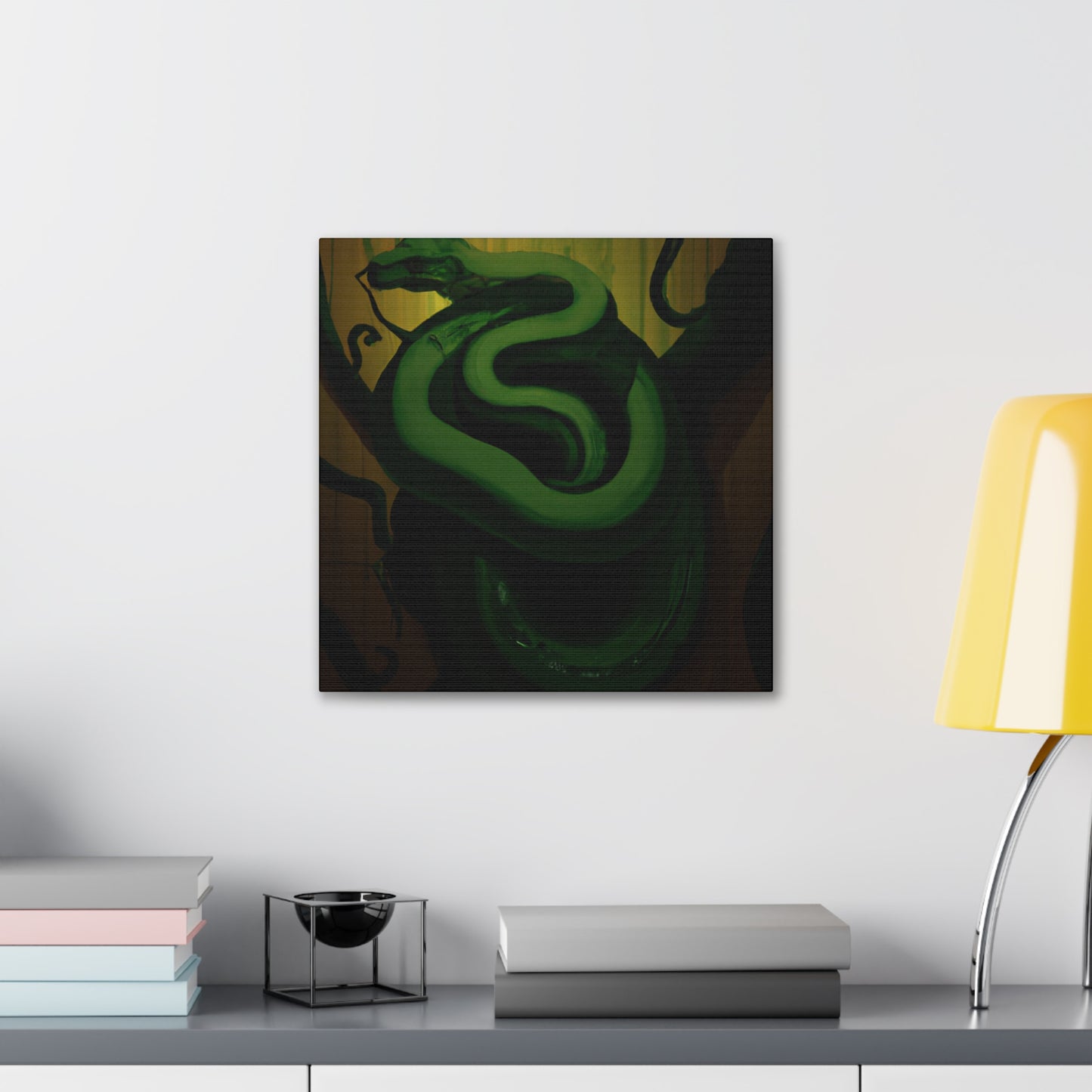 The Green Tree Python is a species of snake native to Southeast Asia, Australia, and surrounding areas, known for its striking colour and intricate markings. During the 1920s, Green Tree Pythons were popular among Art Deco stylists, who - Canvas