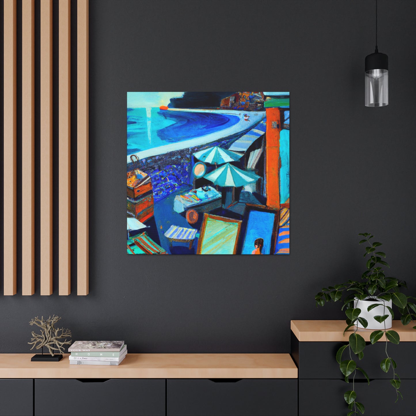 "Shops on Coastal Shores" - Canvas