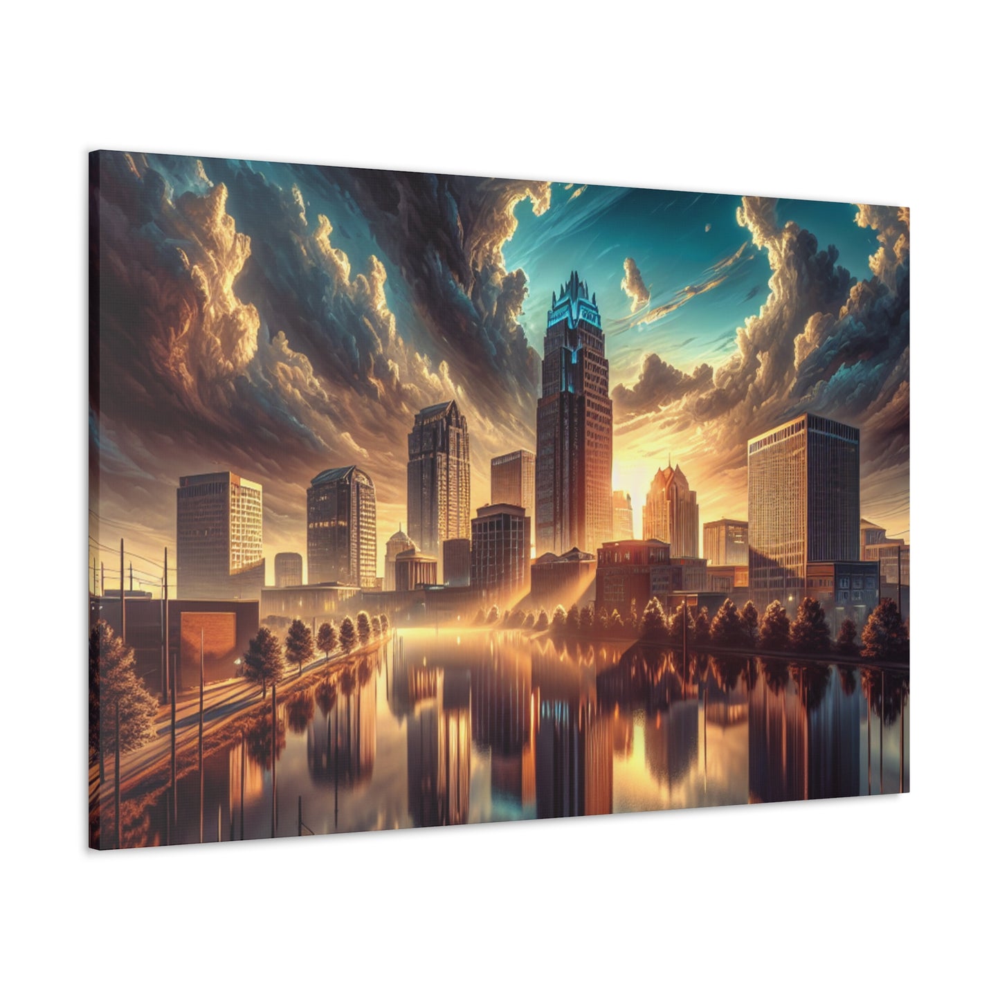 "Cityscape Symphony: Raleigh" - Canvas