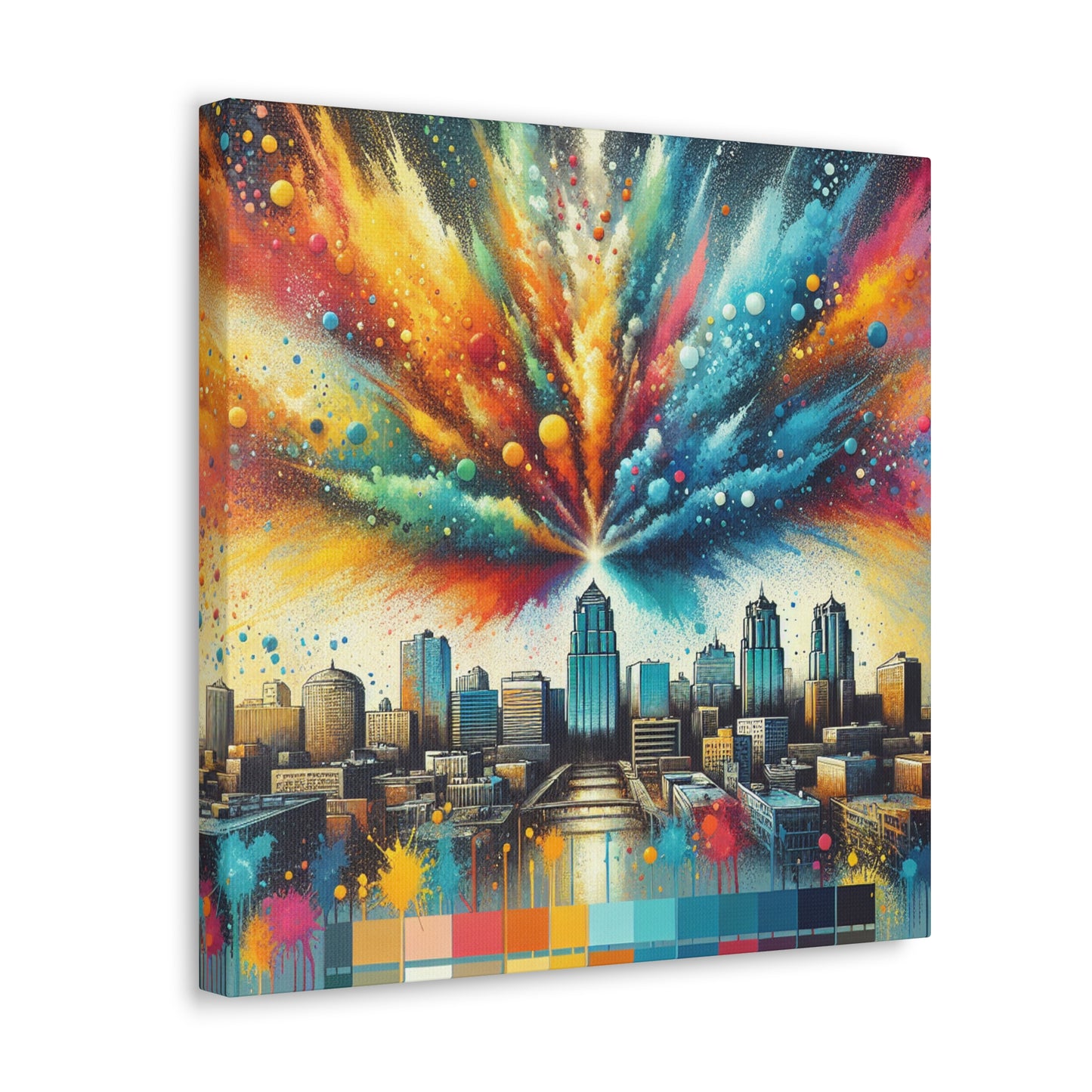 "Cityscape Echoes Embrace" - Canvas