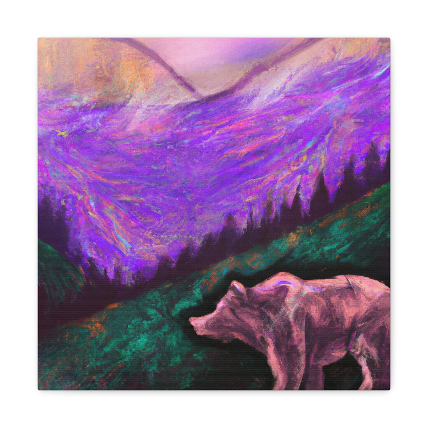 Grizzly Bear Nature Scene - Canvas