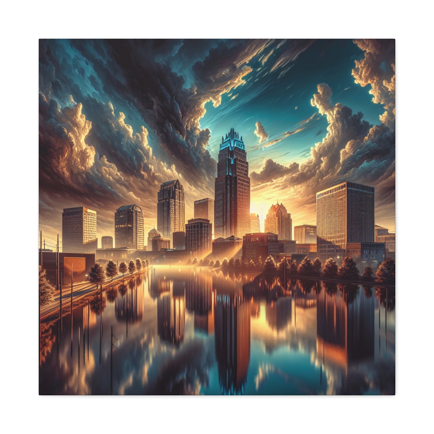 "Cityscape Symphony: Raleigh" - Canvas