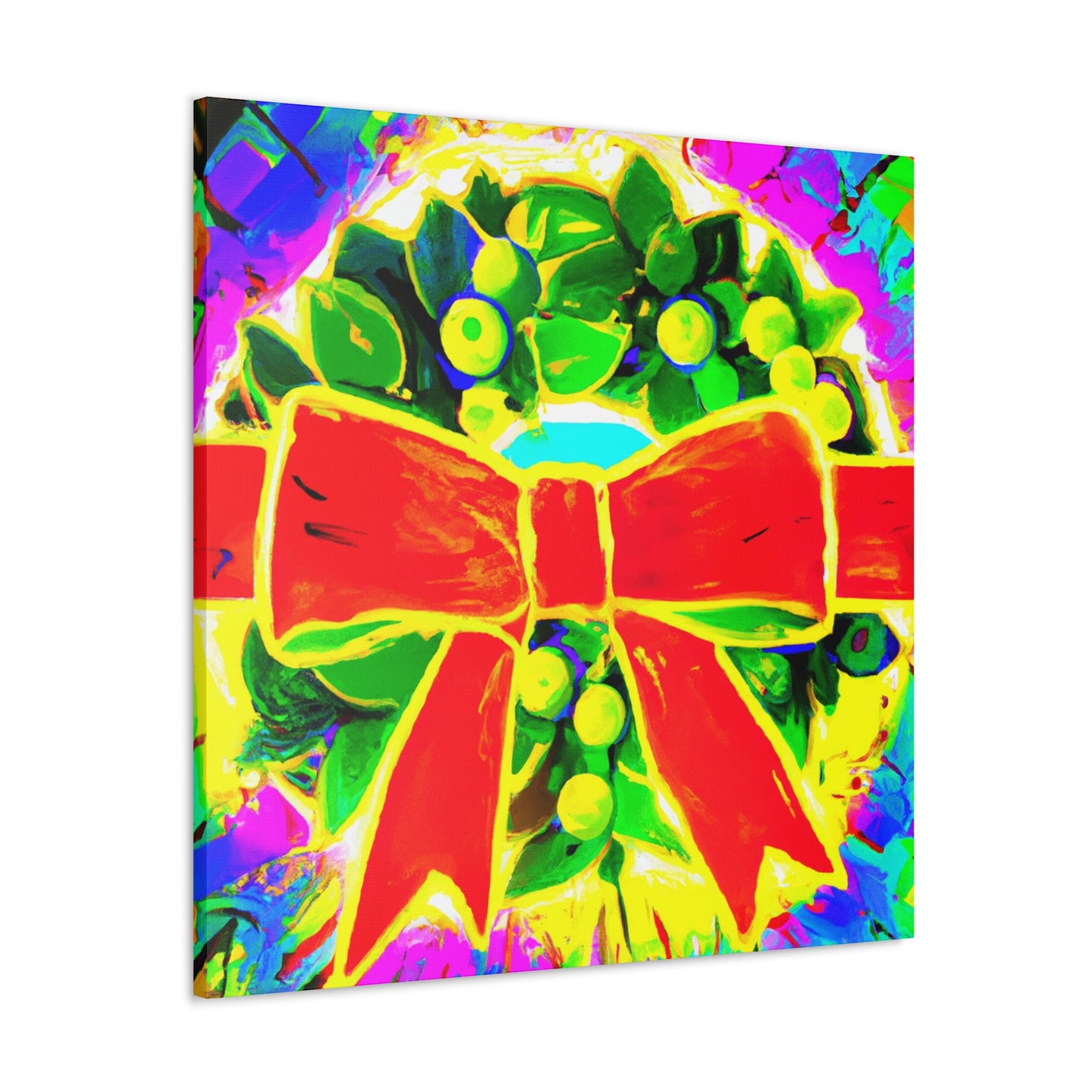 "Wreath of Colorful Joy" - Canvas