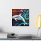 "Dolphins in Wild Waves" - Canvas