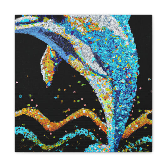 Dolphins in Pointillism - Canvas