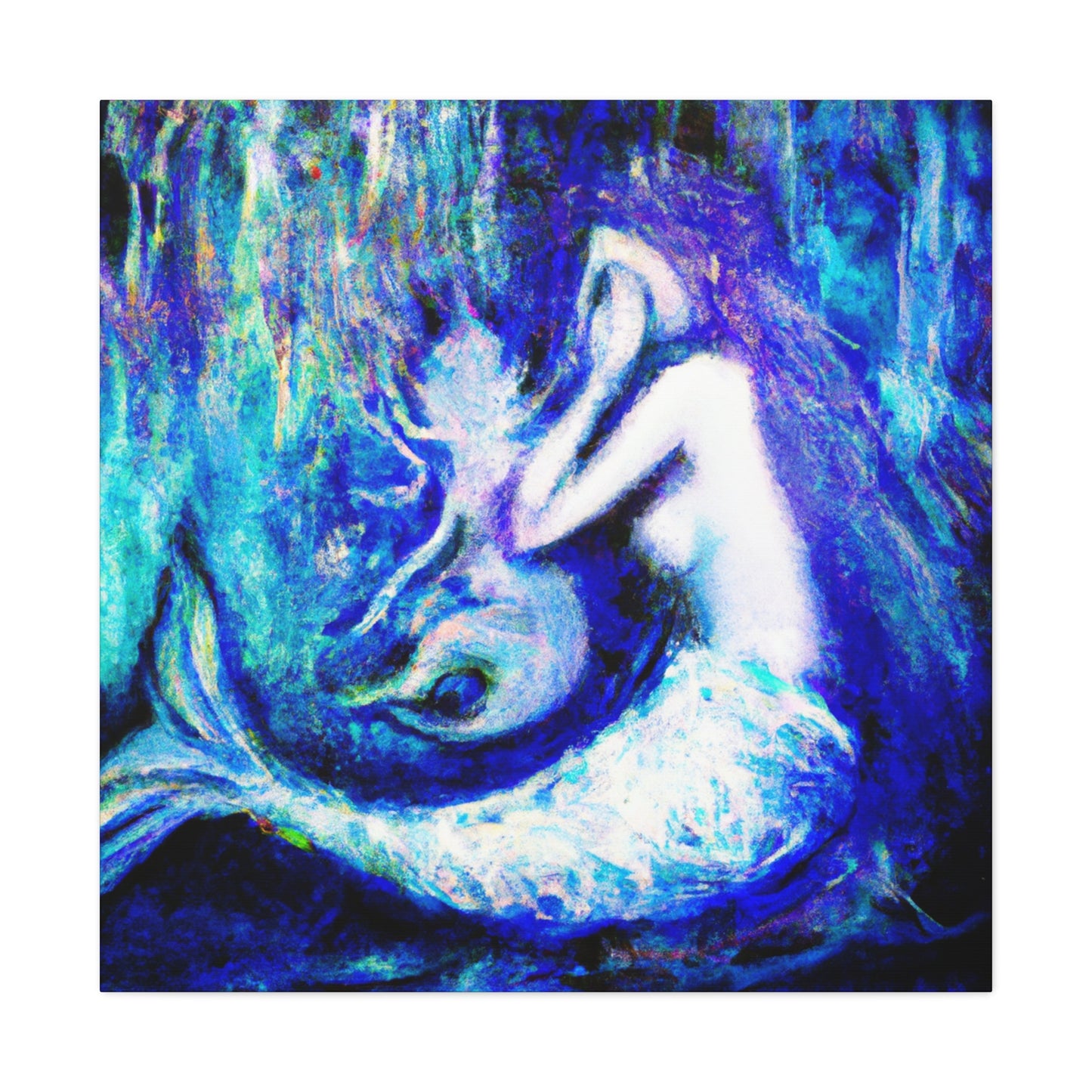 Mermaid's Midnight Gaze - Canvas