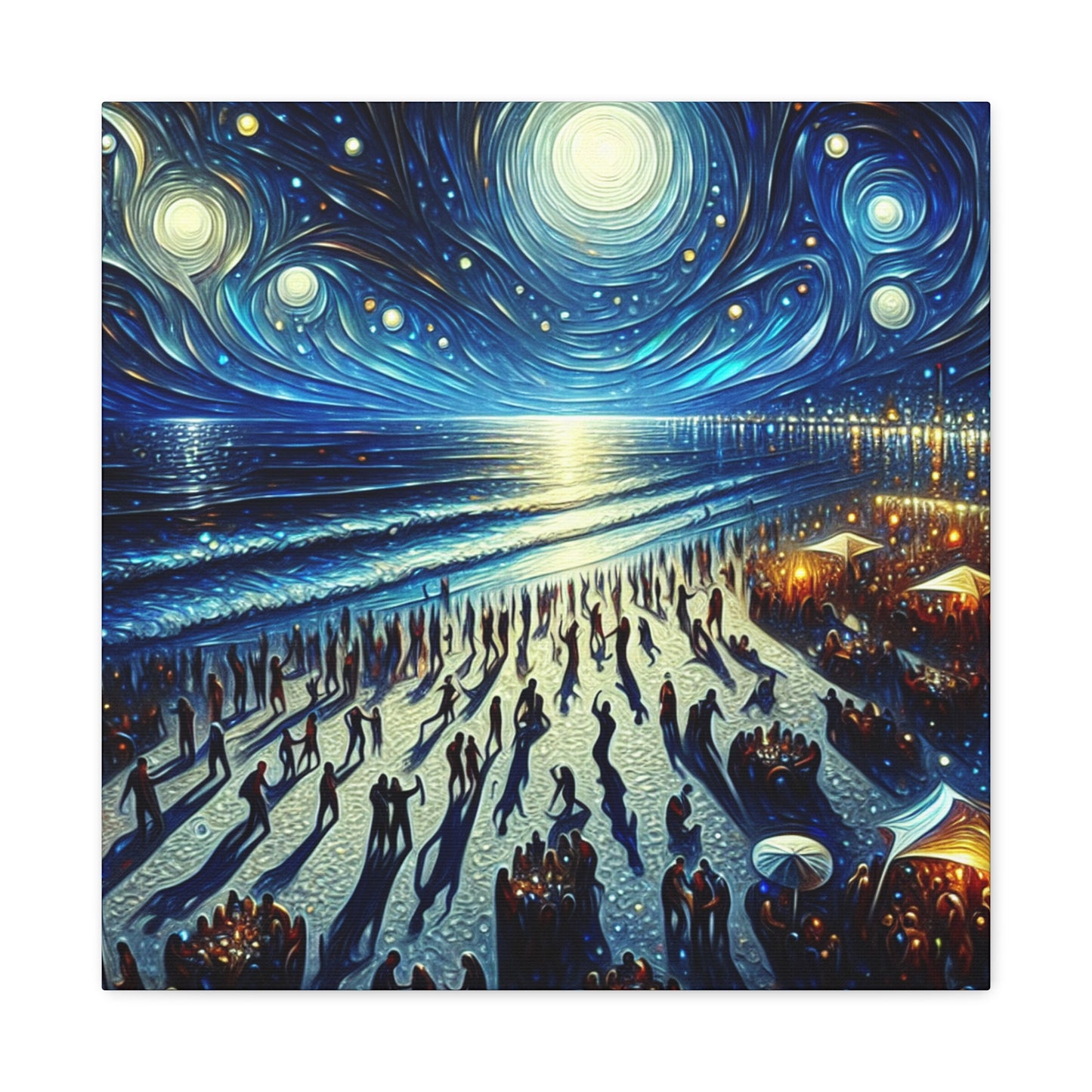 "Lunar Revelry on Shore" - Canvas