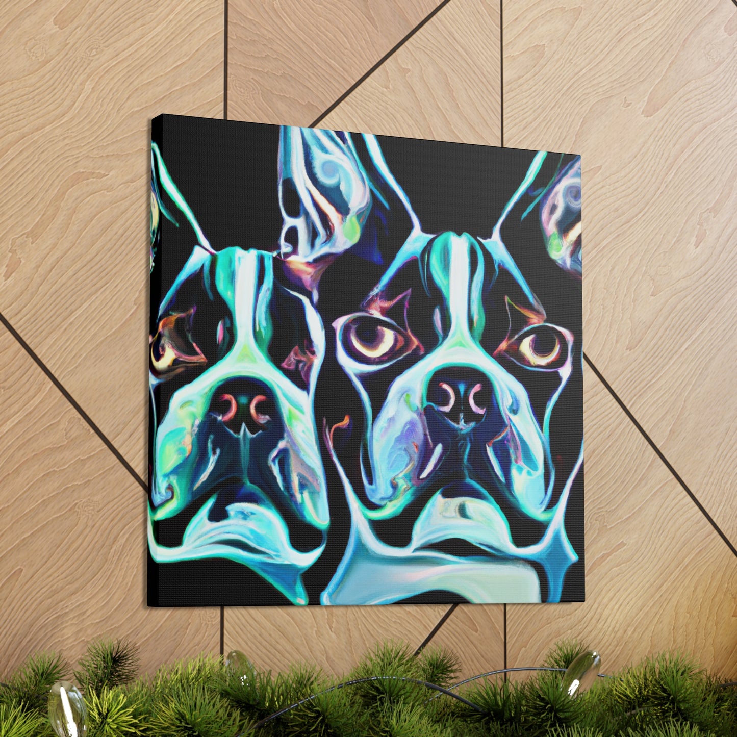 "Boston Terrier Bouquet" - Canvas