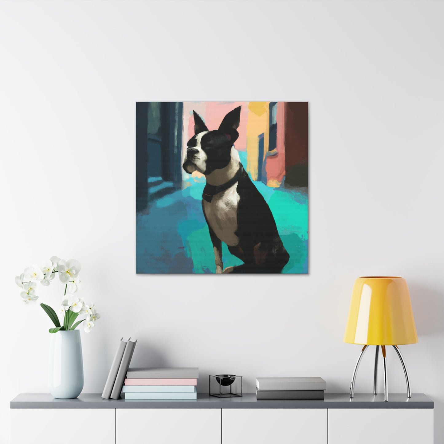 Boston Terrier Lounging - Canvas