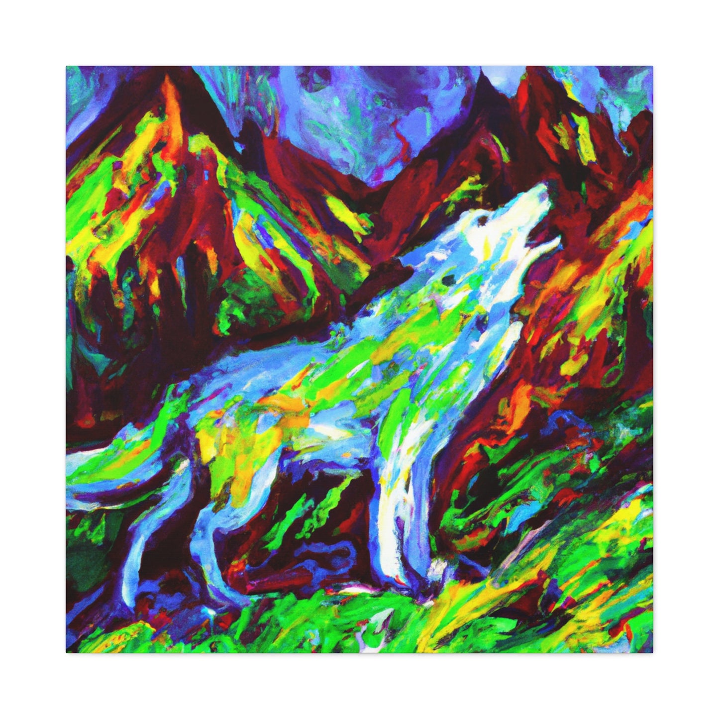 "Wolf in Fauvist Hues" - Canvas