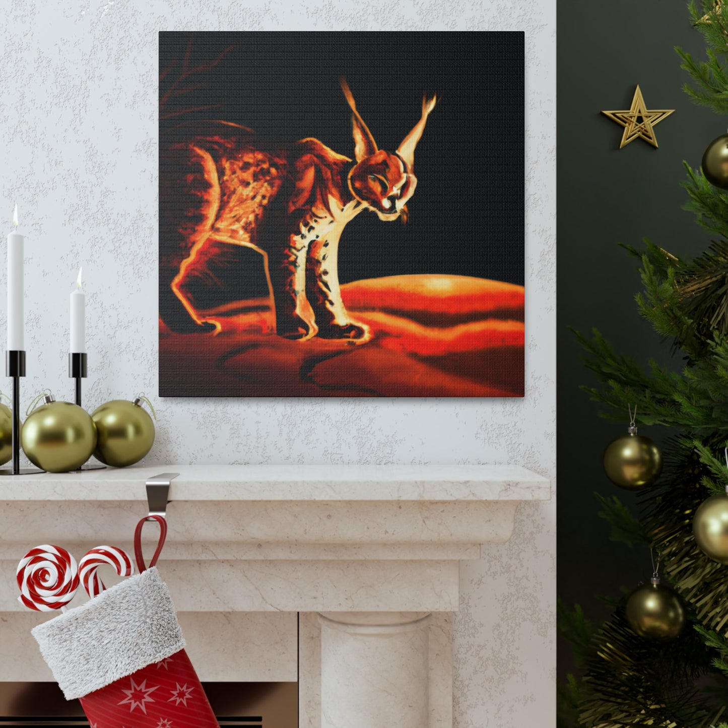 Caracal's Majestic Leap - Canvas