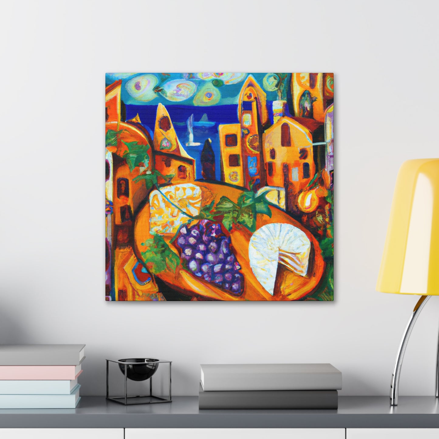 "Still Life: Cheese Grapes" - Canvas