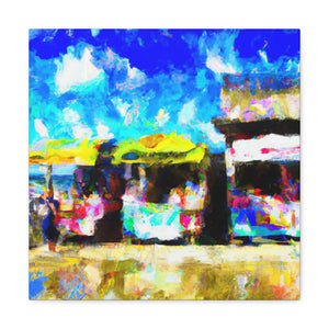 "Sunlit Seaside Shops" - Canvas