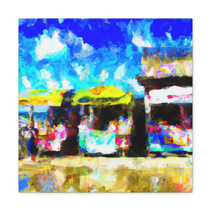 "Sunlit Seaside Shops" - Canvas