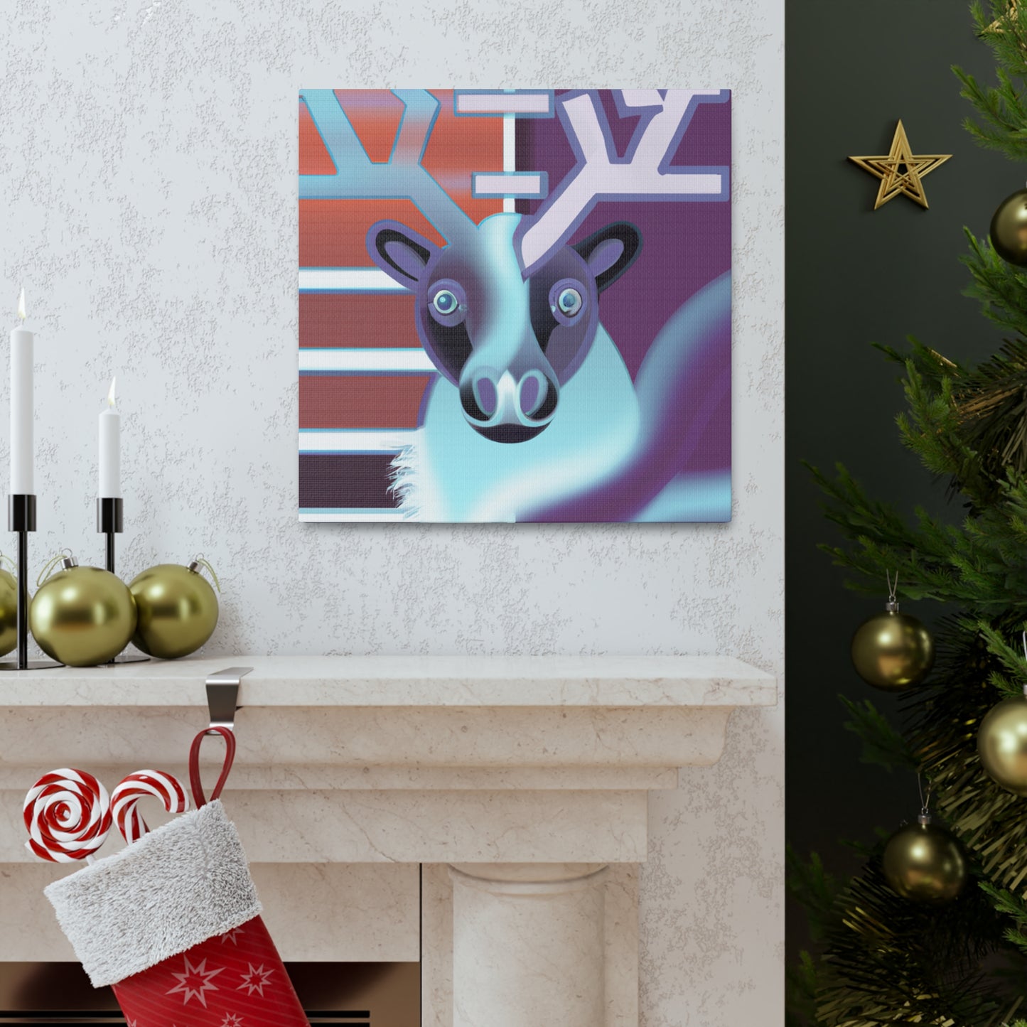 Reindeer were not a common feature in Art Deco design during the 1920s. However, reindeer-themed designs were popular during the 1920s as postcards, Christmas ornaments, holiday cards, and other forms of - Canvas