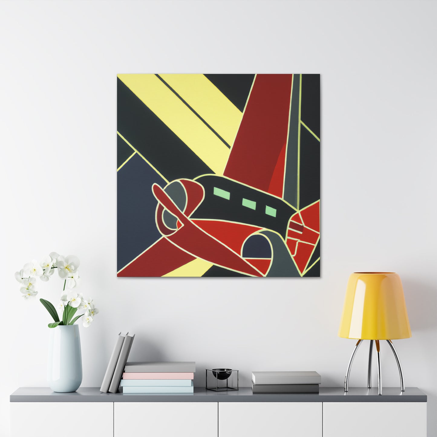 "Skyward Art Deco Plane" - Canvas