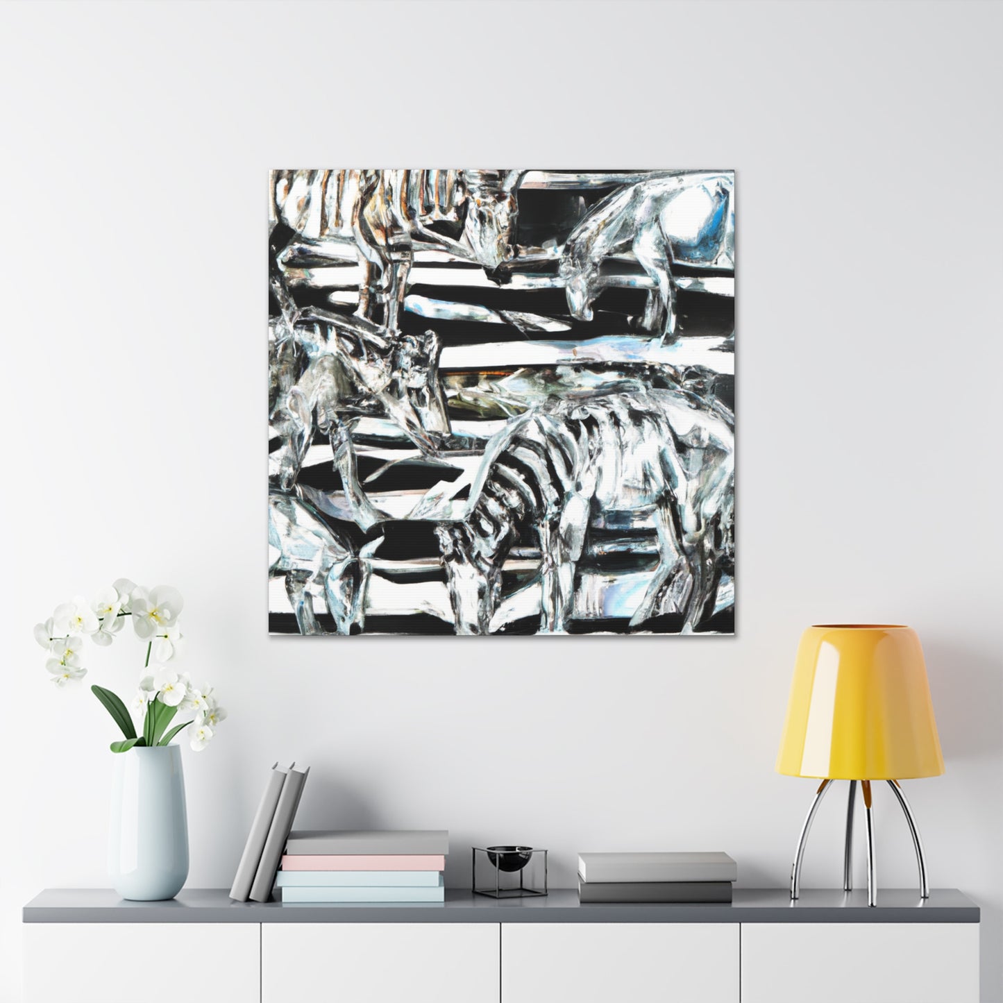 "Zebra's Striped Reflection" - Canvas