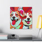 Corgis in Flowers Bloom - Canvas