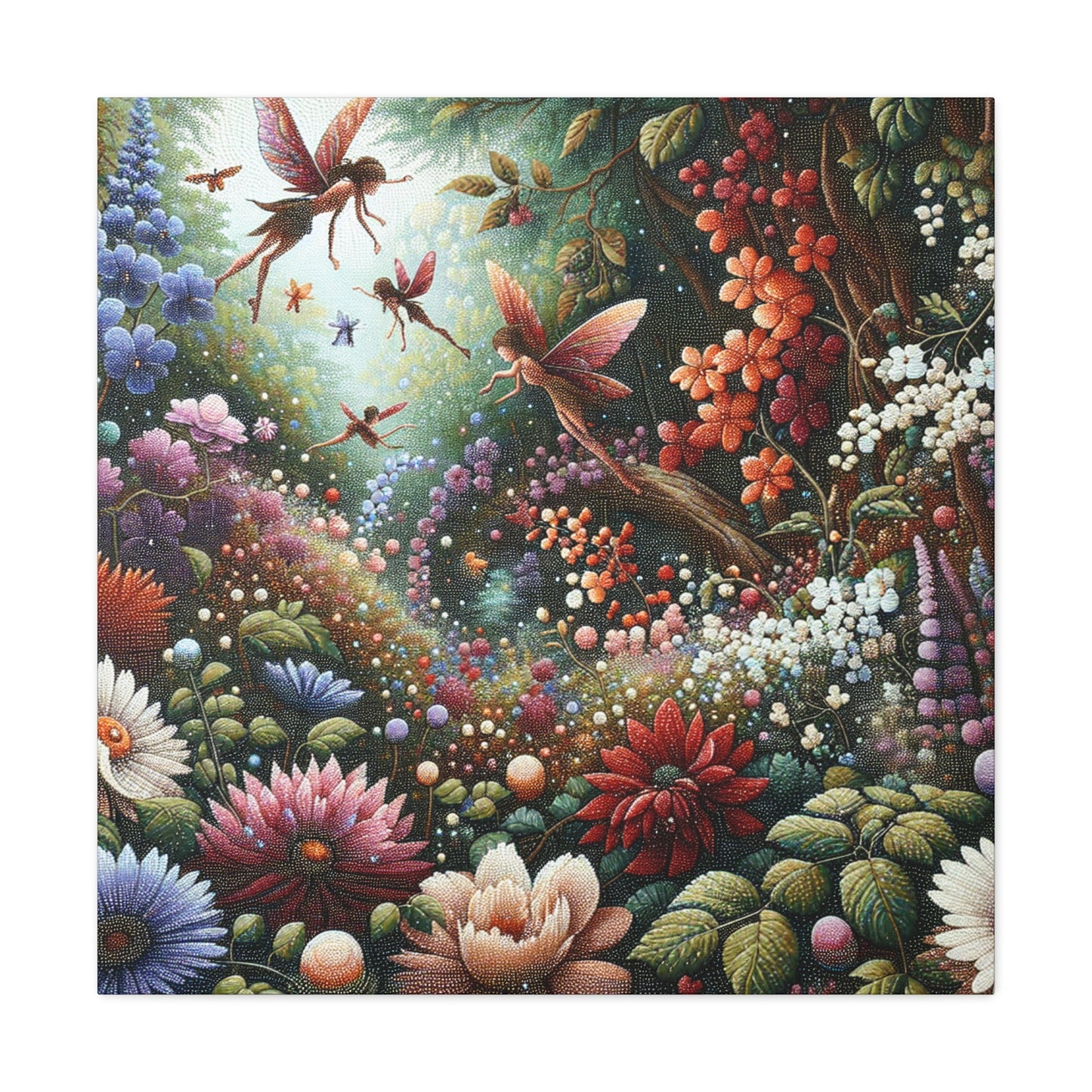 Whimsical Blooms and Sprites - Canvas