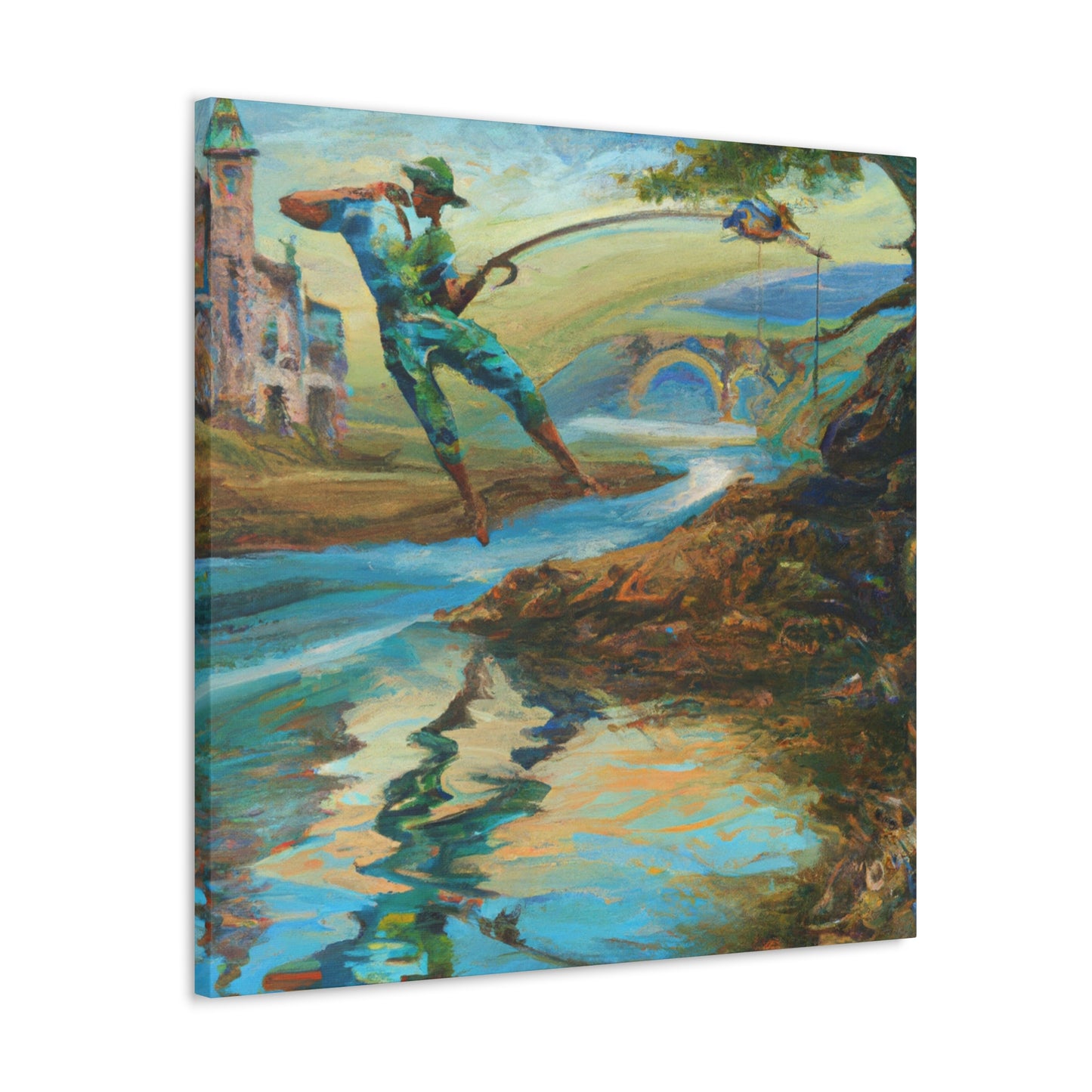 Fishing in Aquamarine Hues - Canvas